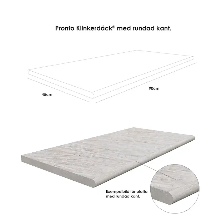 Poolkant/trappsteg Pronto Klinkerdäck Lava Vesuvio 45x90 cm