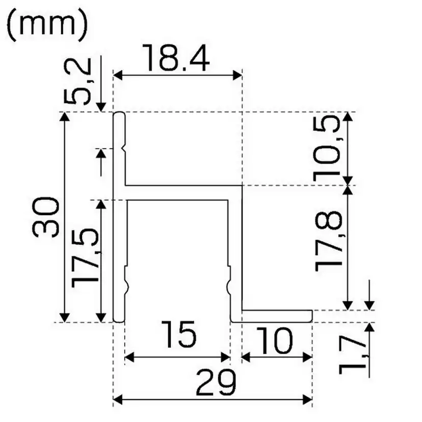 Profil Hide-a-lite Hidden Aluminium Tillbehör LED Belysning 2m