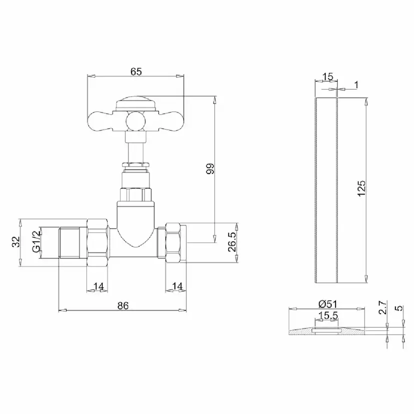 Ventilpar Burlington till Handdukstork Raka