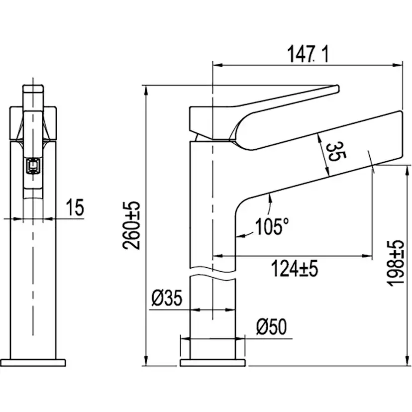 Tvättställsblandare Scandtap Radian High