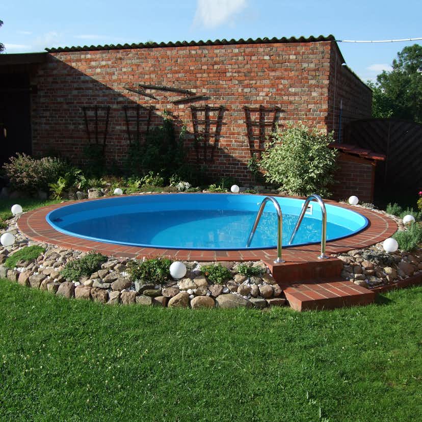 Stålväggspool Planet Pool Premium Inbyggd Rund Ø420 cm D:120 cm inkl SF8 Stege och Tillbehör