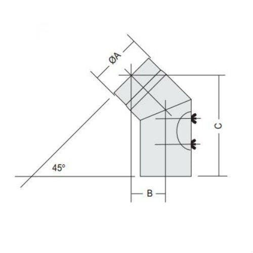 Rörböj Kaminexperten Sexkantig 45 Böj 120