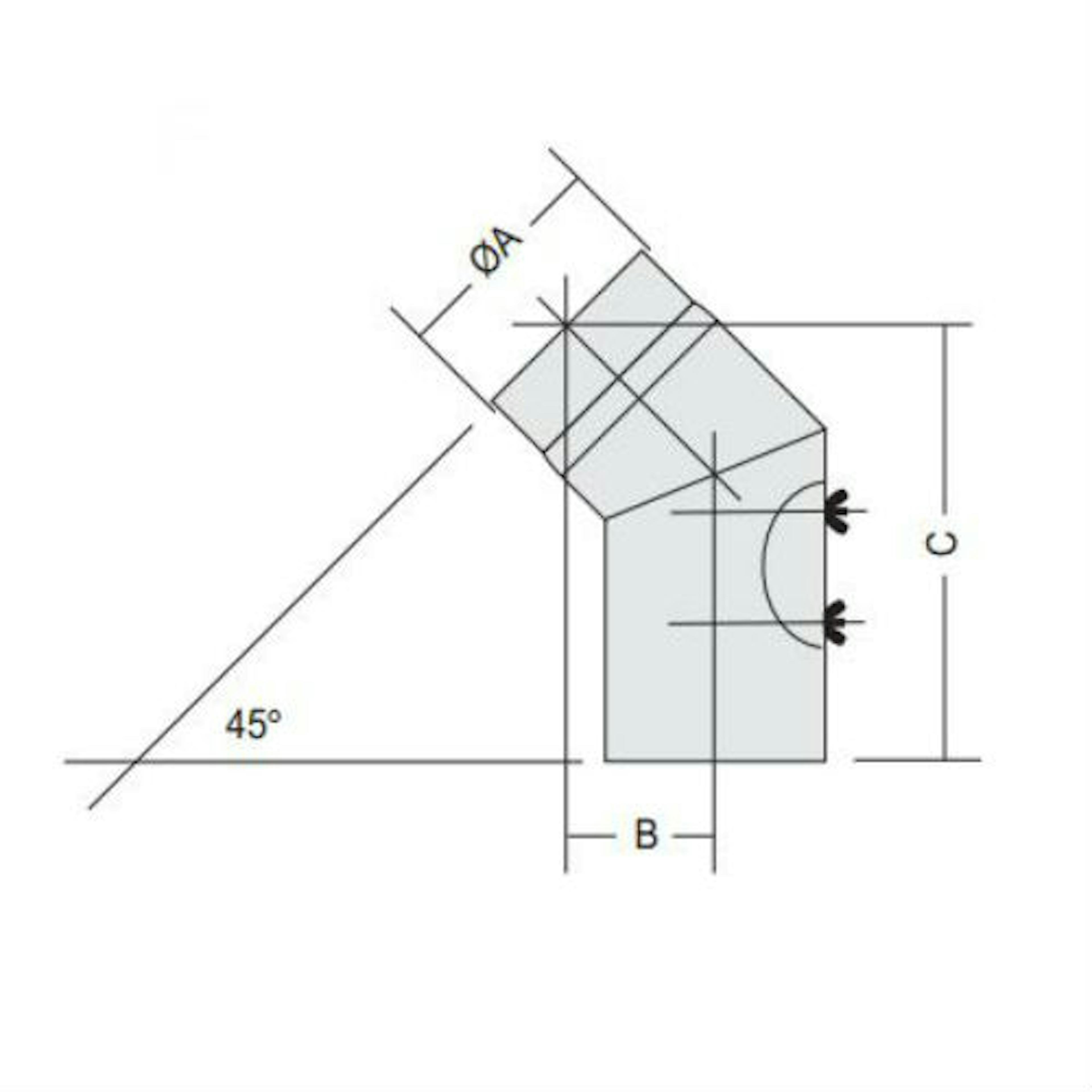 Rörböj Kaminexperten Sexkantig 45 Böj 120