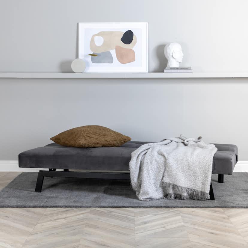 Bäddsoffa Venture Home Bodil Grå Sammet 2-sitssoffa 180x80x55 cm 1 Sovplats