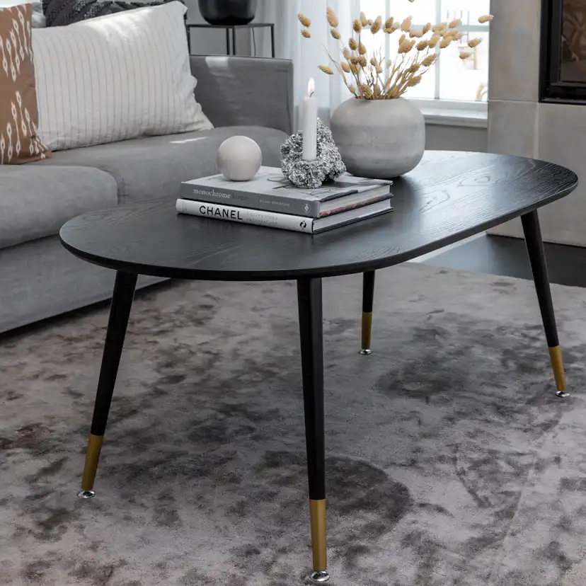 Soffbord Venture Home Dipp Svart/Mässing Ovalt Vardagsrumsbord