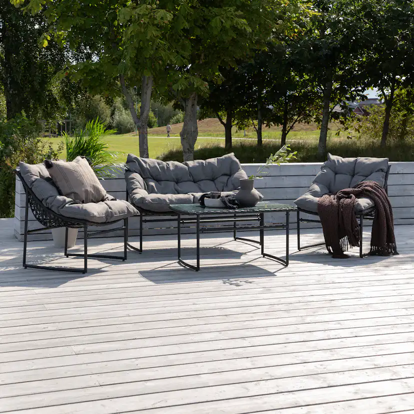 Loungeset Venture Home Ture Soffgrupp Svart med Dynor Utomhus