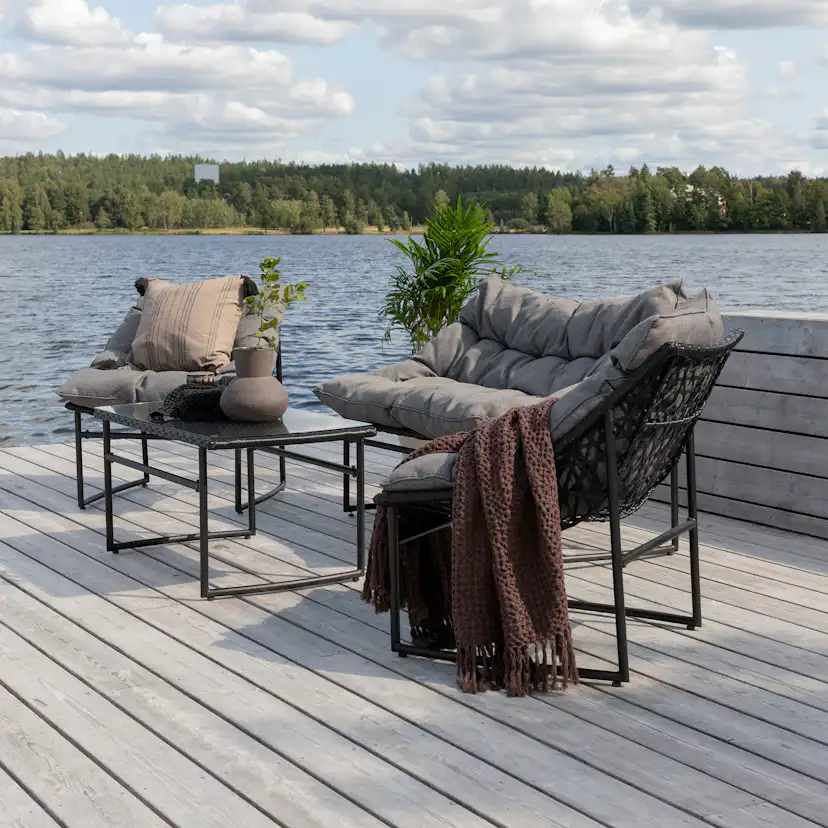 Loungeset Venture Home Ture Soffgrupp Svart med Dynor Utomhus
