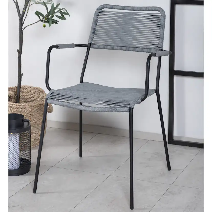 Trädgårdsstol Venture Home Leon Aluminumstol för Utomhusbruk Svart/Grå