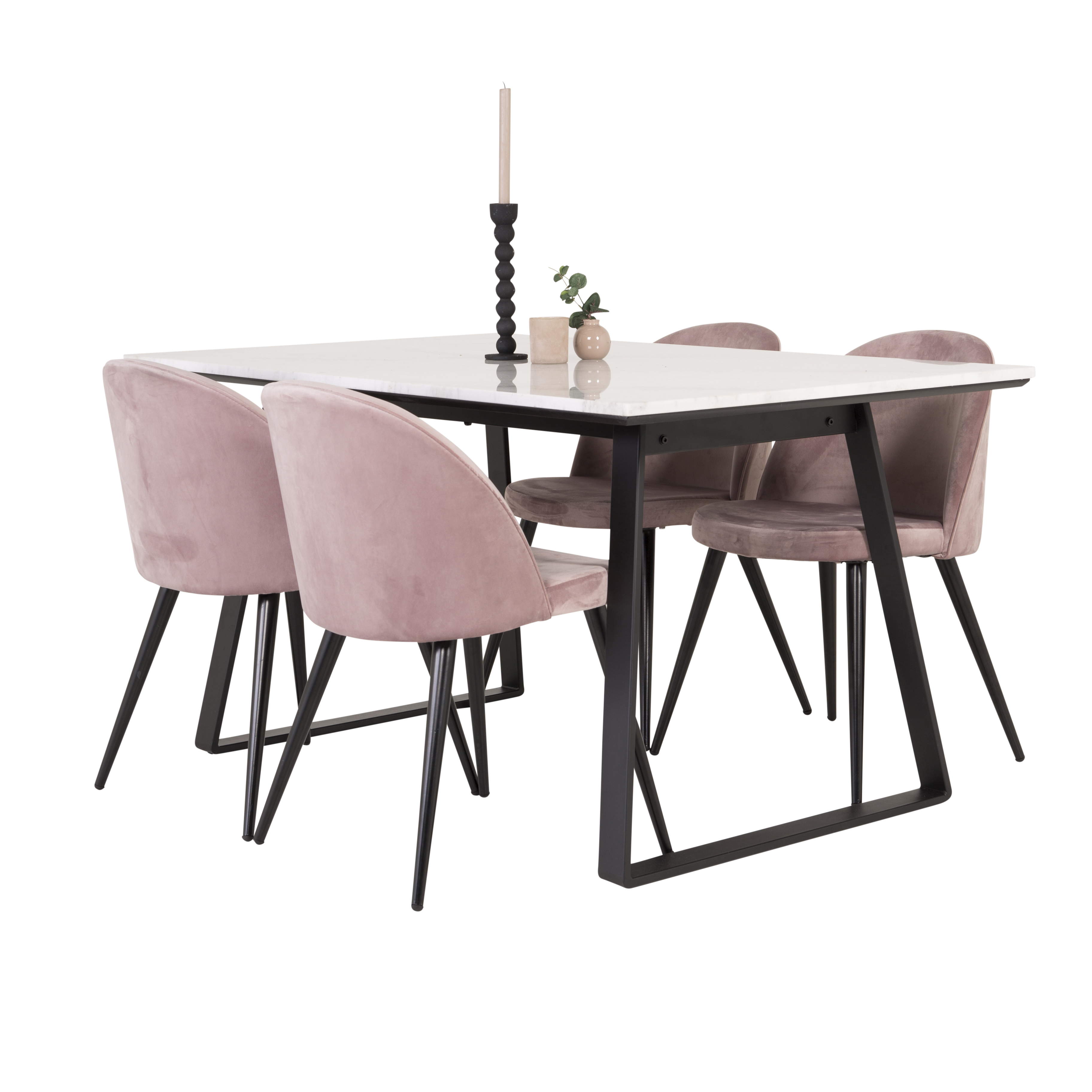 Matgrupp Venture Home Estelle 140 med 4 Valentina Stolar Sammet