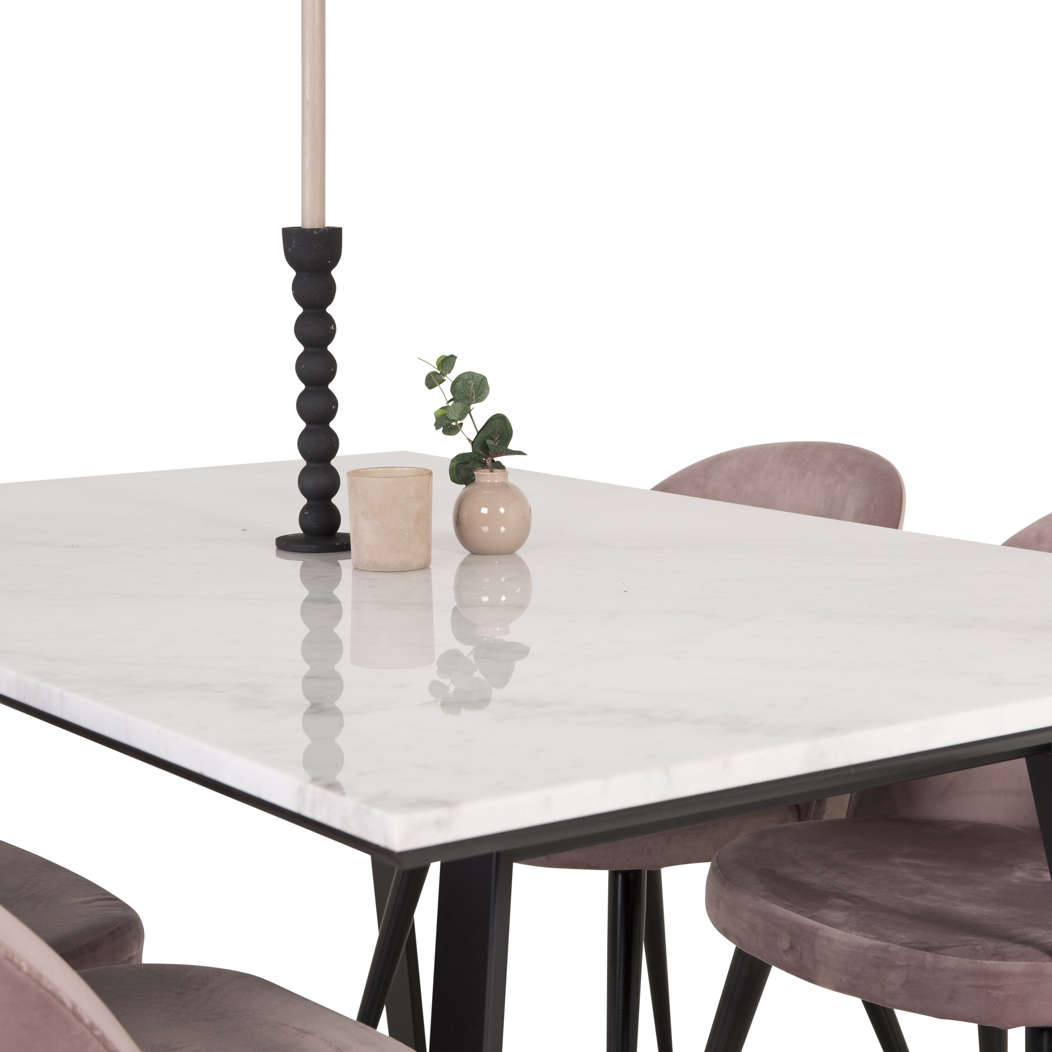 Matgrupp Venture Home Estelle 140 med 4 Valentina Stolar Sammet