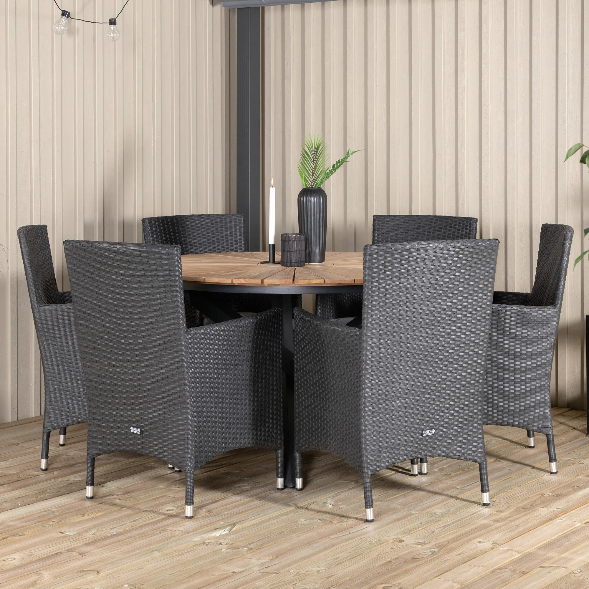 Matgrupp Utomhus Venture Home Meya Ø 140 med 6 Milwa Trädgårdsstolar