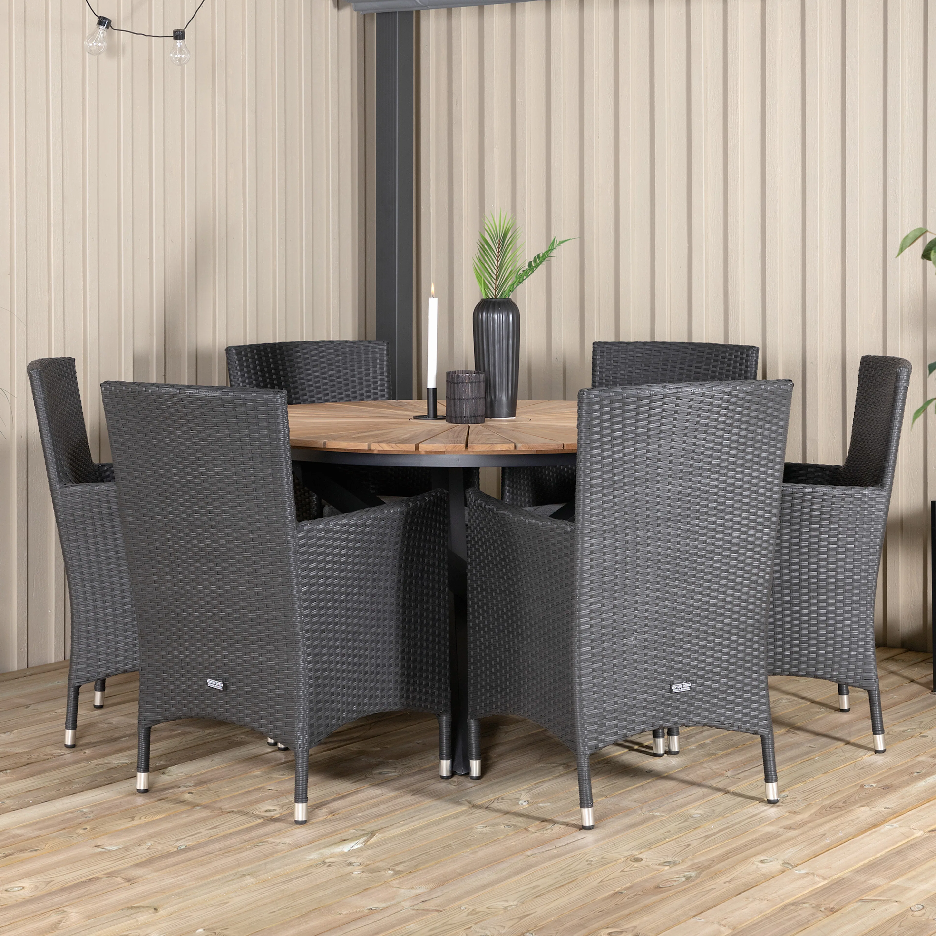 Matgrupp Utomhus Venture Home Meya Ø 140 med 6 Milwa Trädgårdsstolar