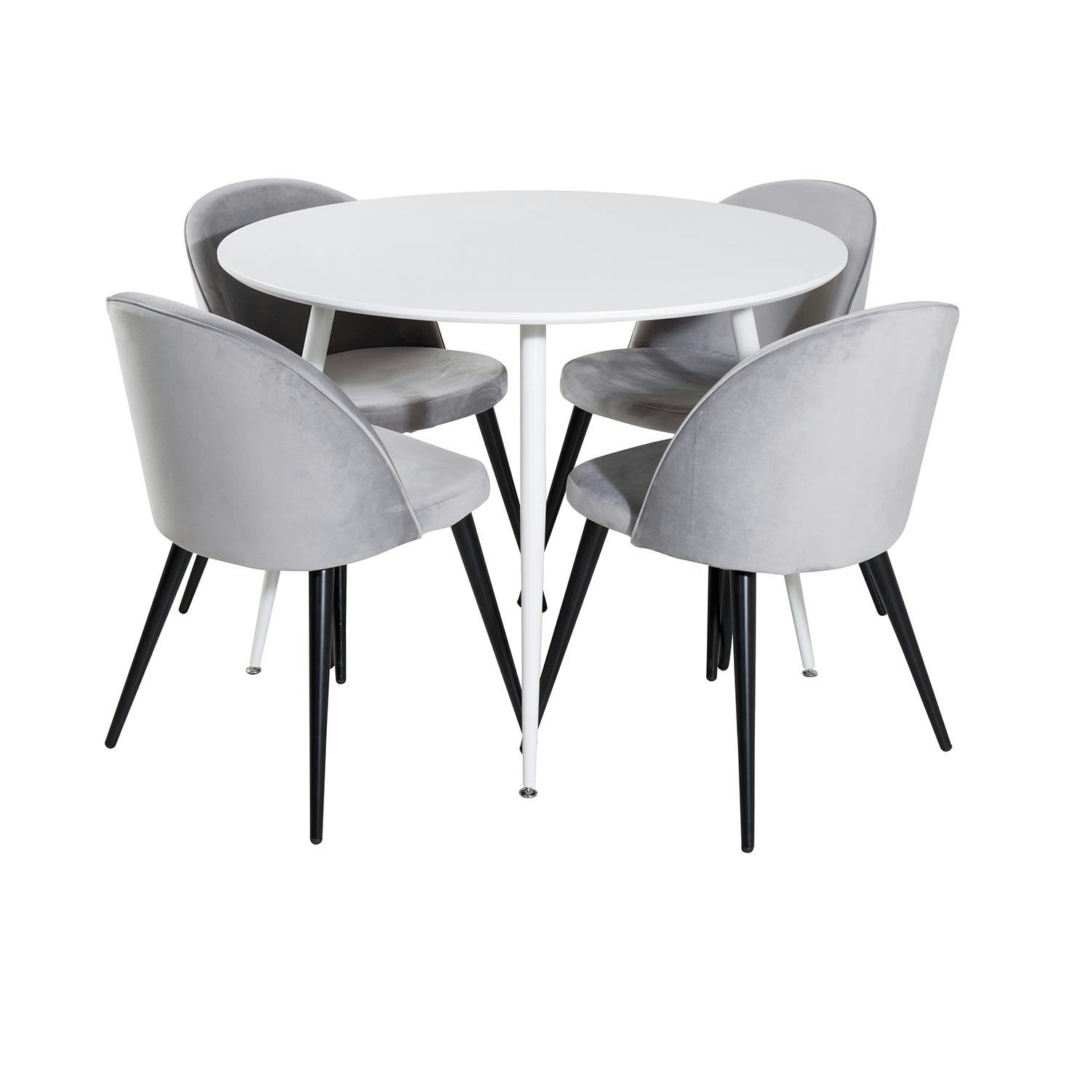 Matgrupp Venture Home Plake med 4 Valentina Stolar Sammet Runt