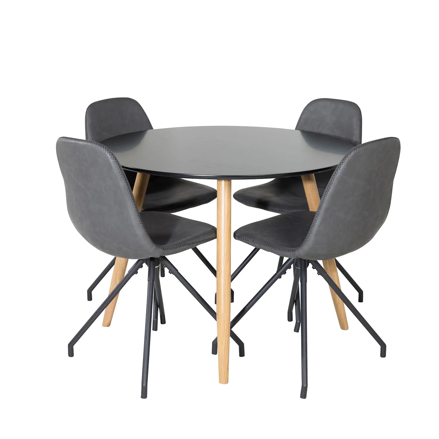 Matgrupp Venture Home Plake med 4 Pobbie Stolar Design med Snurrfunktion Konstläder