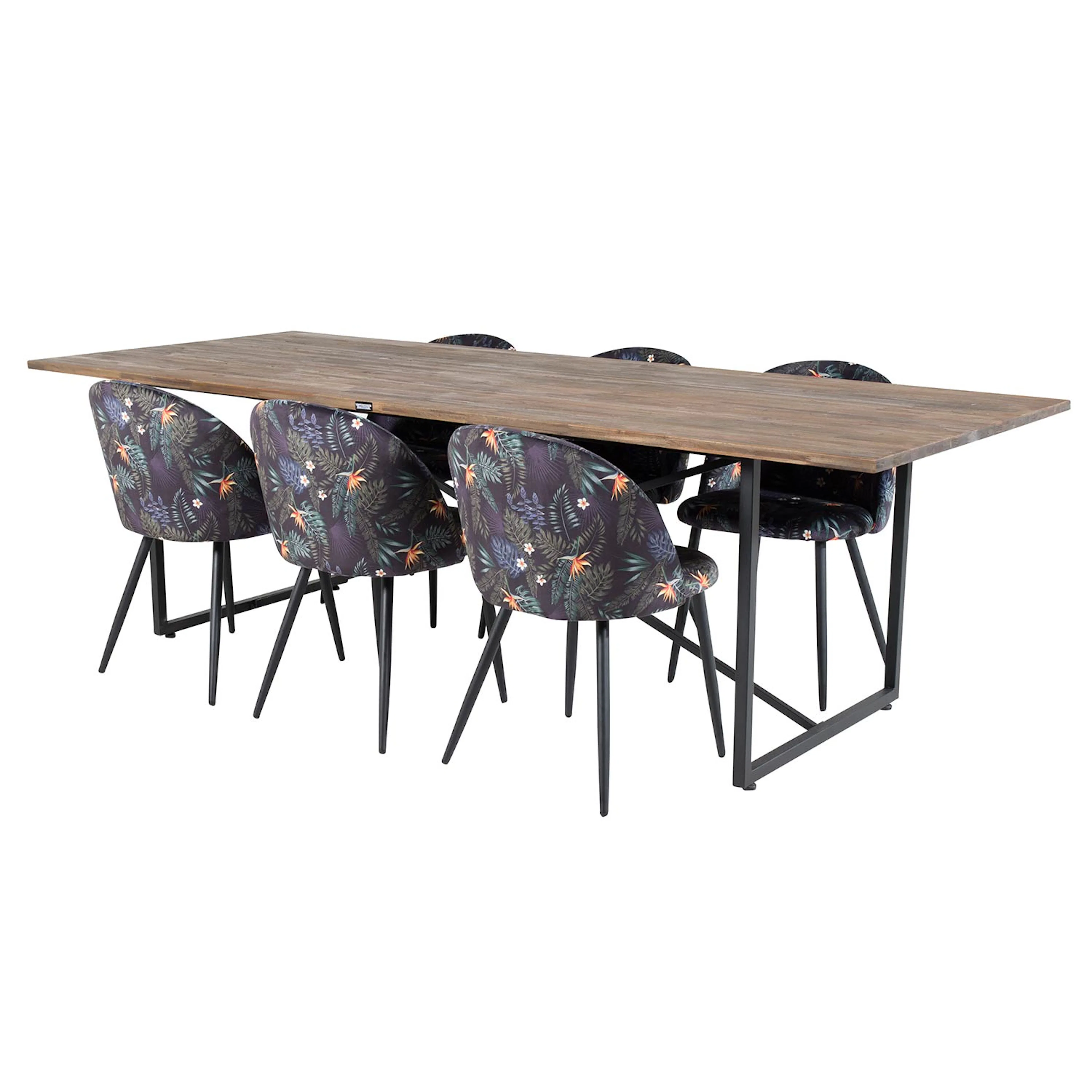 Teak/Svart/Blommönstrad