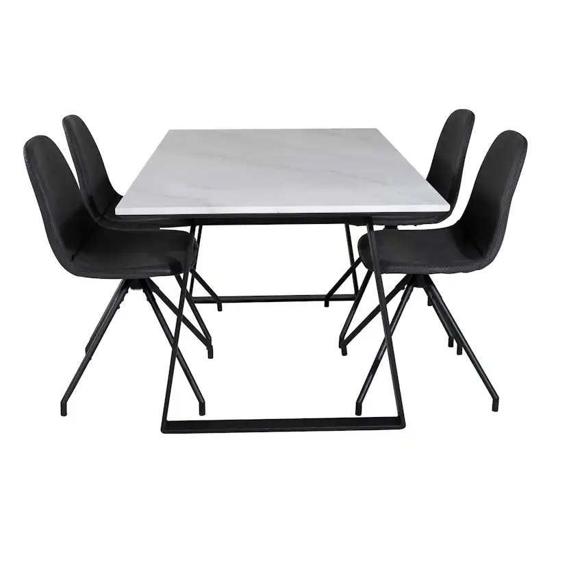 Matgrupp Venture Home Estelle 140 med 4 Pobbie Snurrfunktion Stolar Konstläder