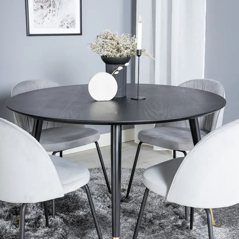 Matgrupp Venture Home Dipp Ø115 cm med 4 Wrinkles Stolar