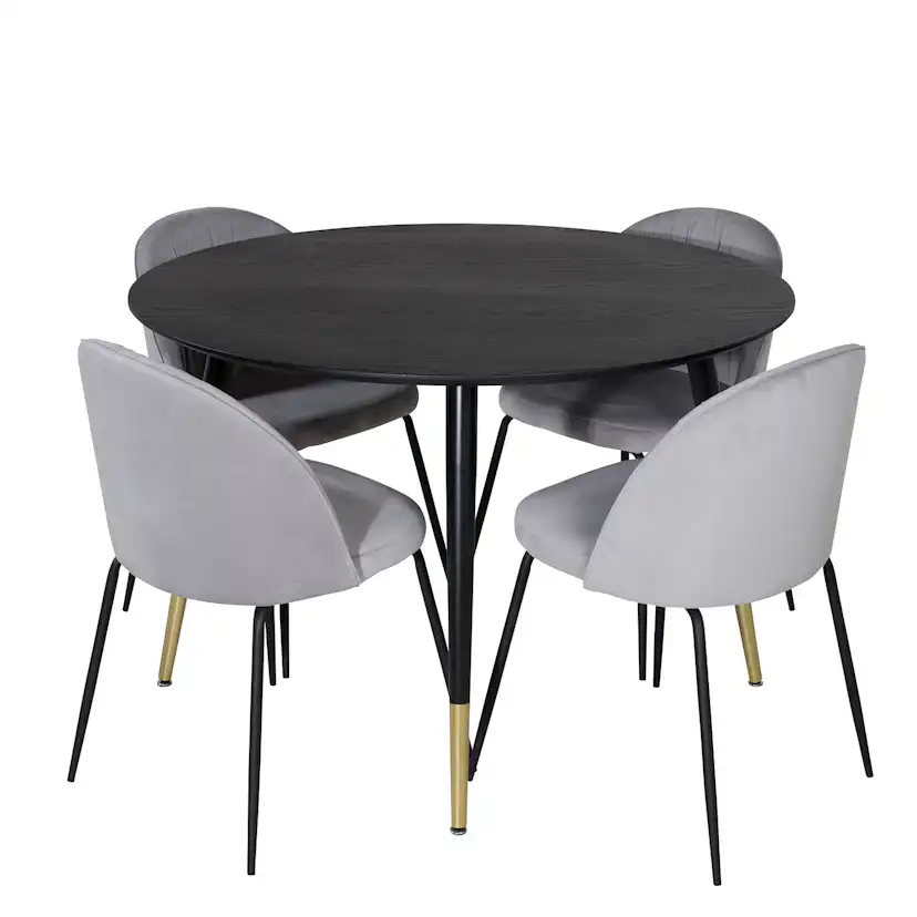 Matgrupp Venture Home Dipp Ø115 cm med 4 Wrinkles Stolar