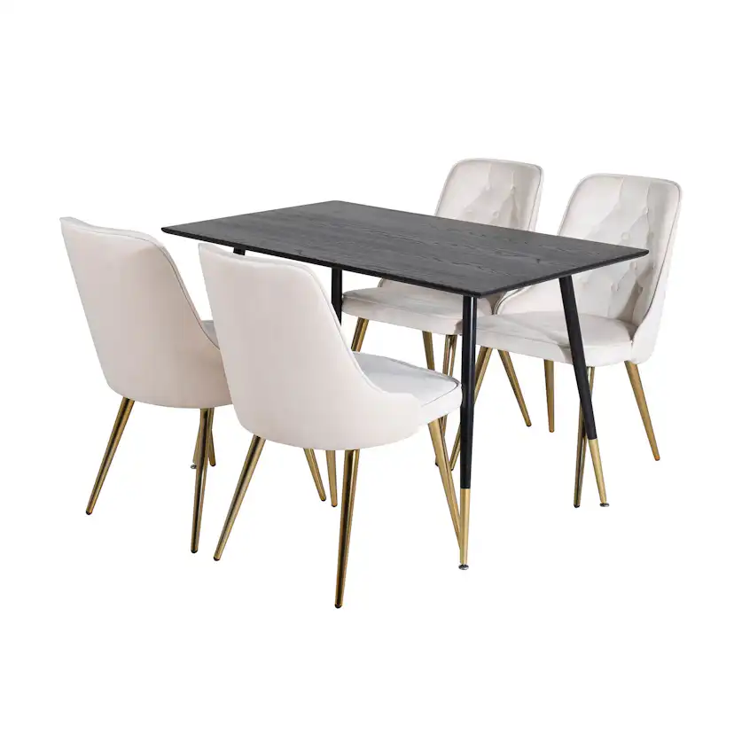 Matgrupp Venture Home Dipp med 4 Velvet Deluxe Stolar