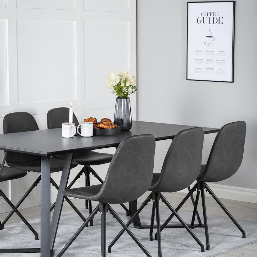 Matgrupp Venture Home Madde med 6 Pobbie Stolar Konstläder