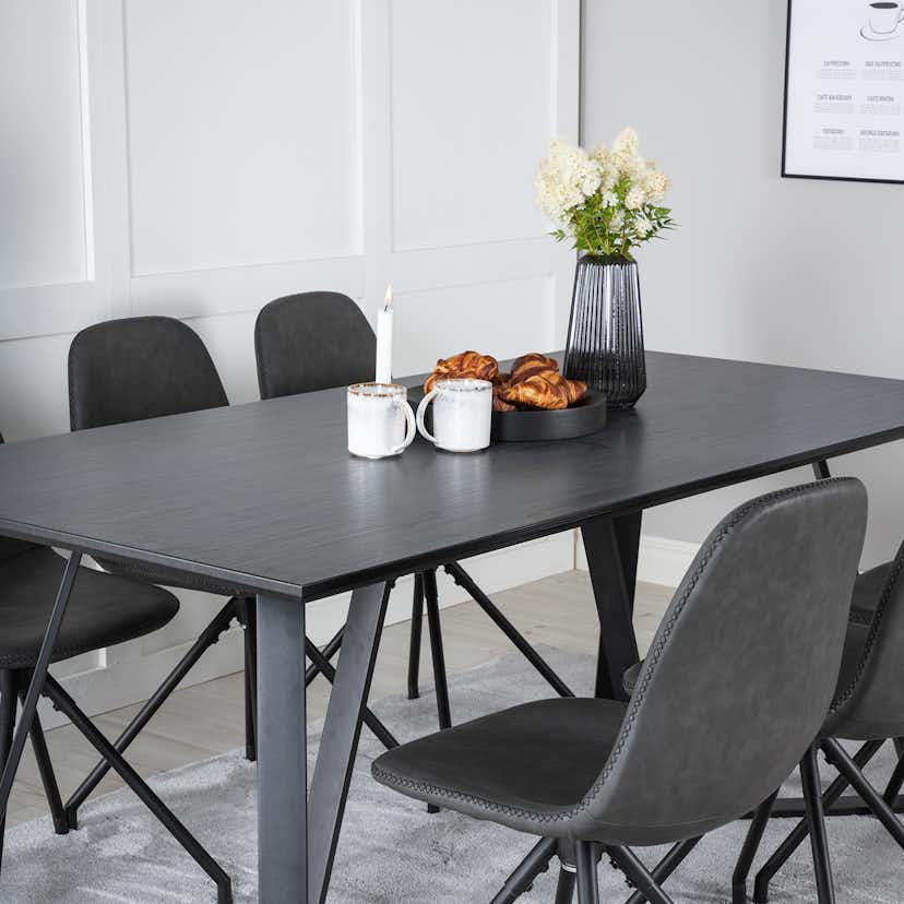 Matgrupp Venture Home Madde med 6 Pobbie Stolar Konstläder