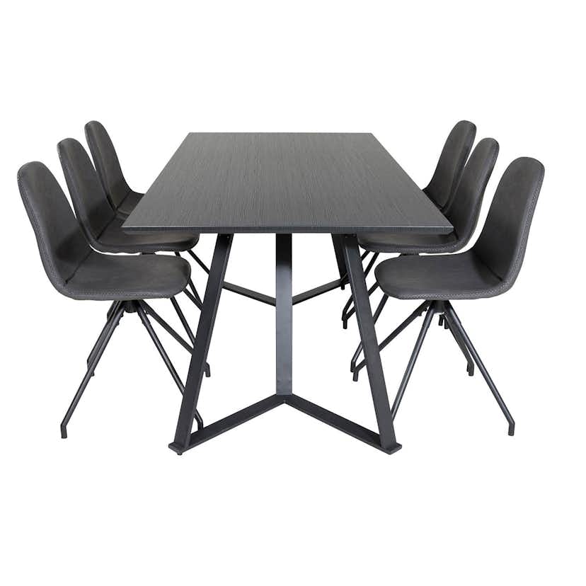 Matgrupp Venture Home Madde med 6 Pobbie Stolar Konstläder