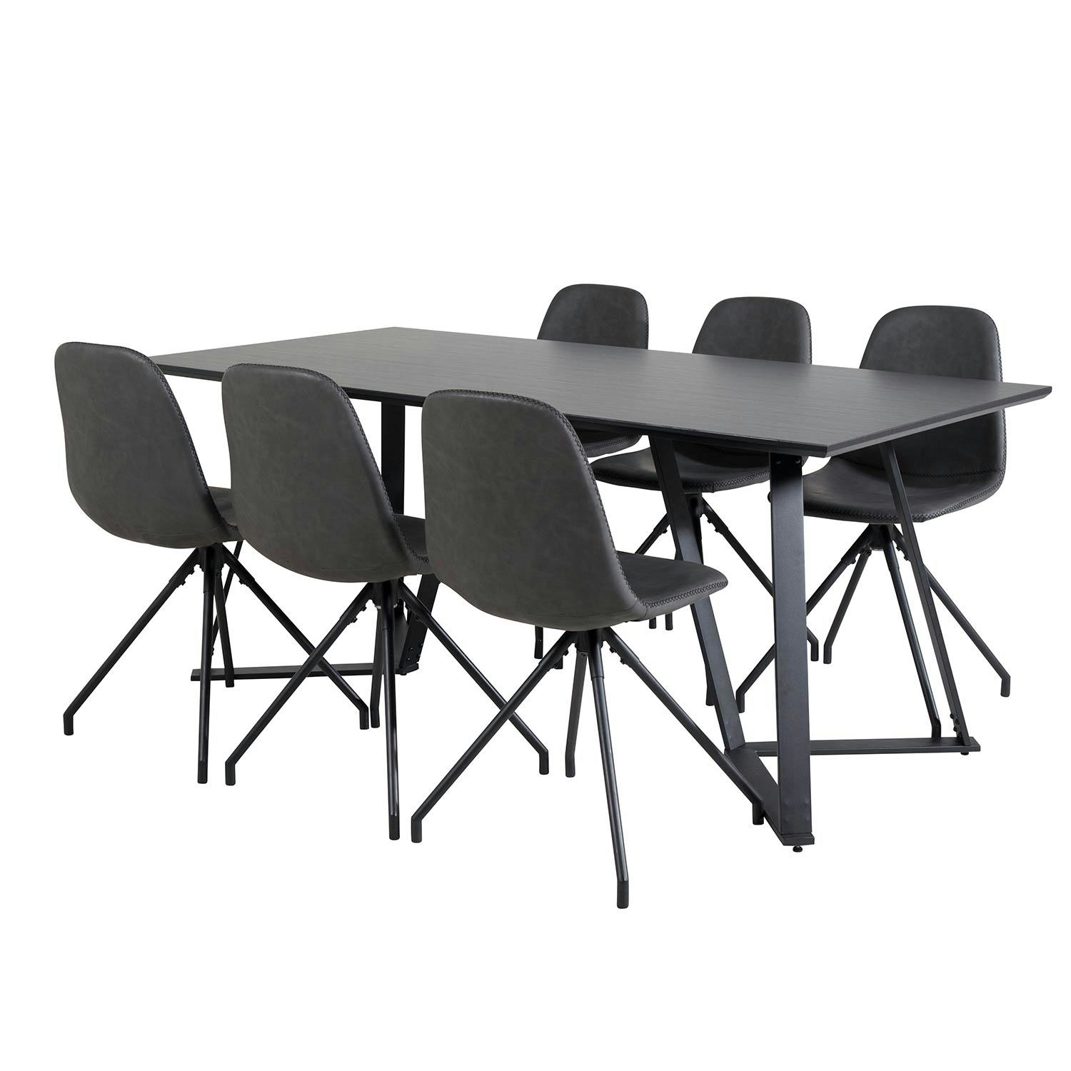 Matgrupp Venture Home Madde med 6 Pobbie Stolar Konstläder