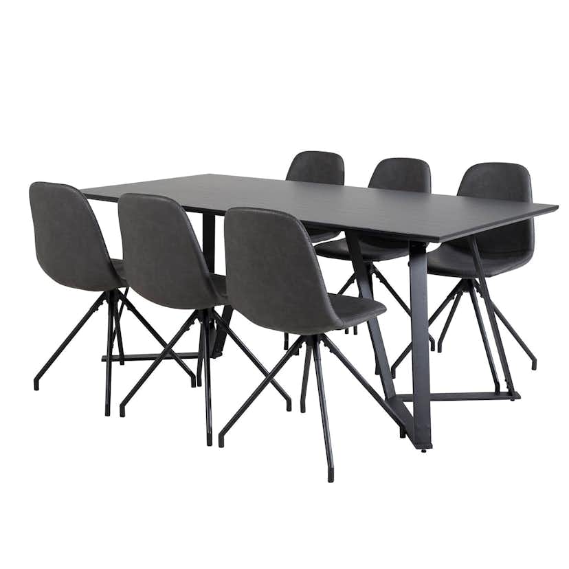 Matgrupp Venture Home Madde med 6 Pobbie Stolar Konstläder