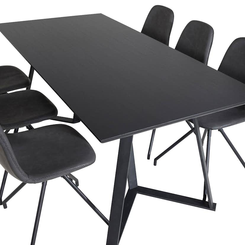 Matgrupp Venture Home Madde med 6 Pobbie Stolar Konstläder