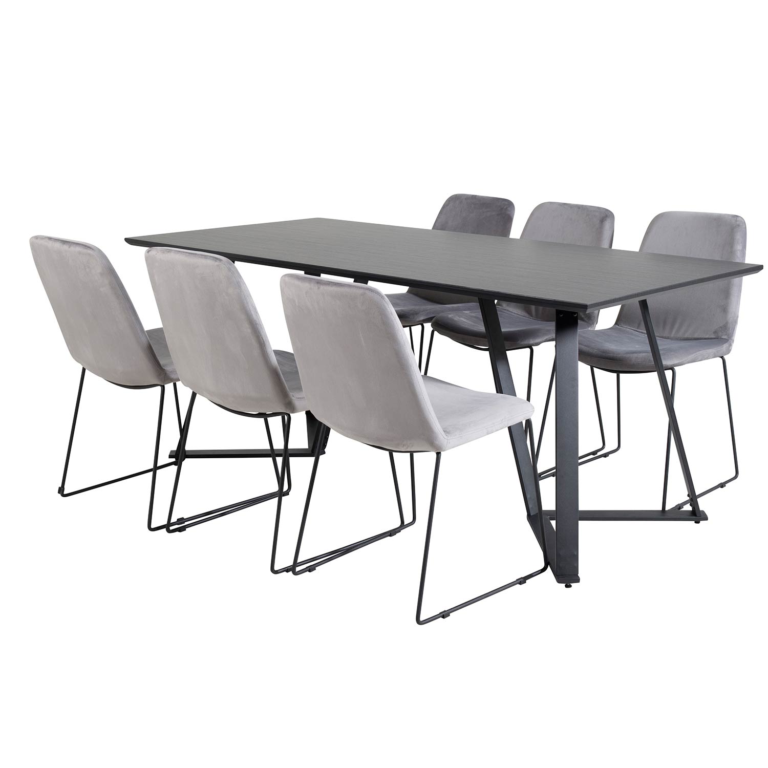 Matgrupp Venture Home Madde med 6 Muscot Stolar Sammet