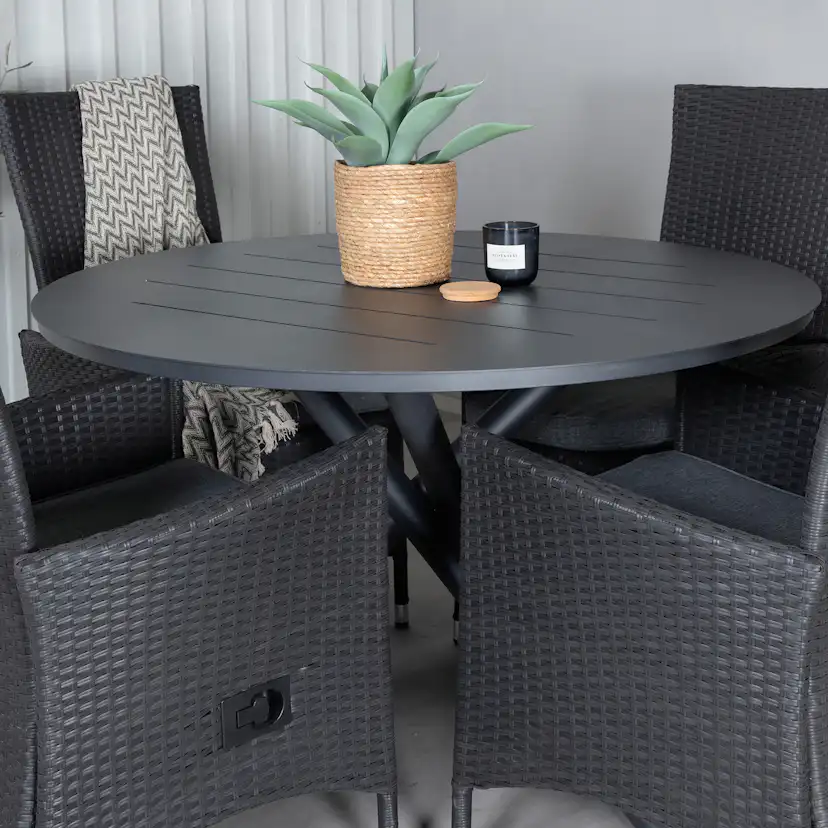 Matgrupp Venture Home Ande med 4 Pava Matstolar Svart/Grå