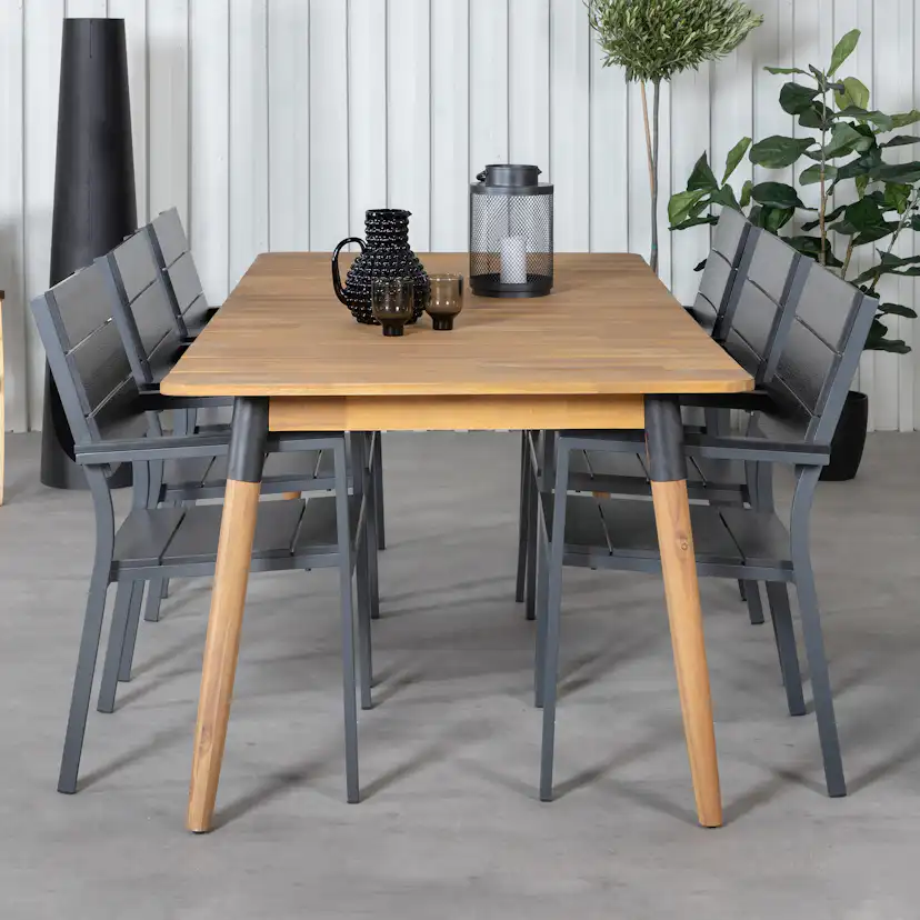 Matgrupp Utomhus Venture Home Julle med 6 Livia Trädgårdsstolar