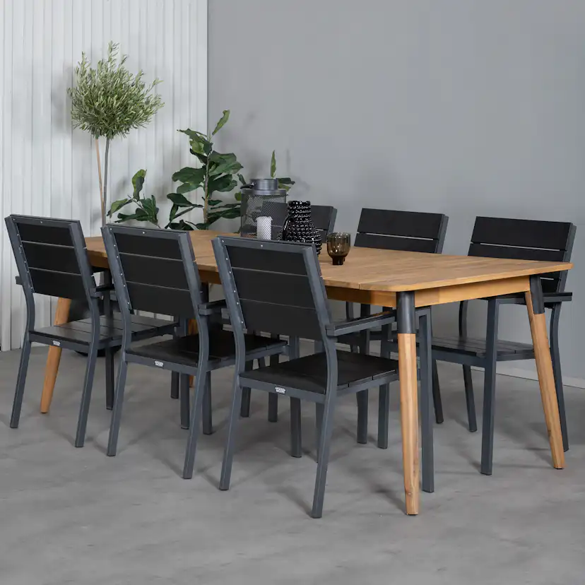 Matgrupp Utomhus Venture Home Julle med 6 Livia Trädgårdsstolar