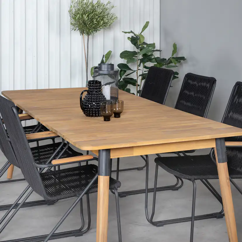 Matgrupp Utomhus Venture Home Julle med 6 Boy Trädgårdsstolar med Armstöd