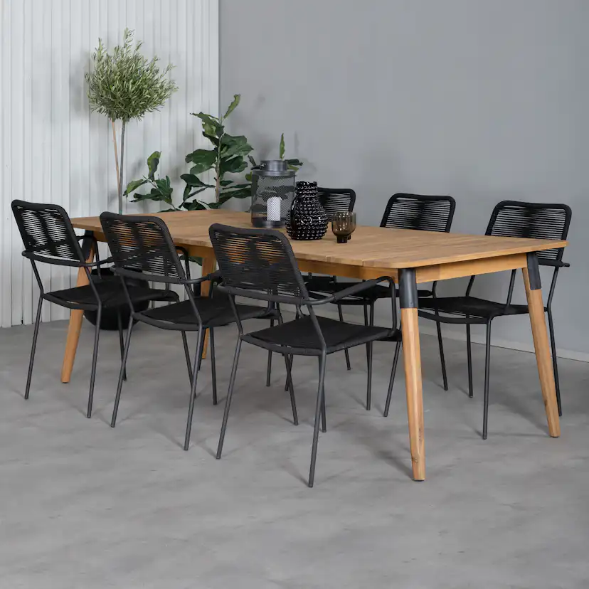 Matgrupp Venture Home Julle med 6 Minos Matstolar med Armstöd