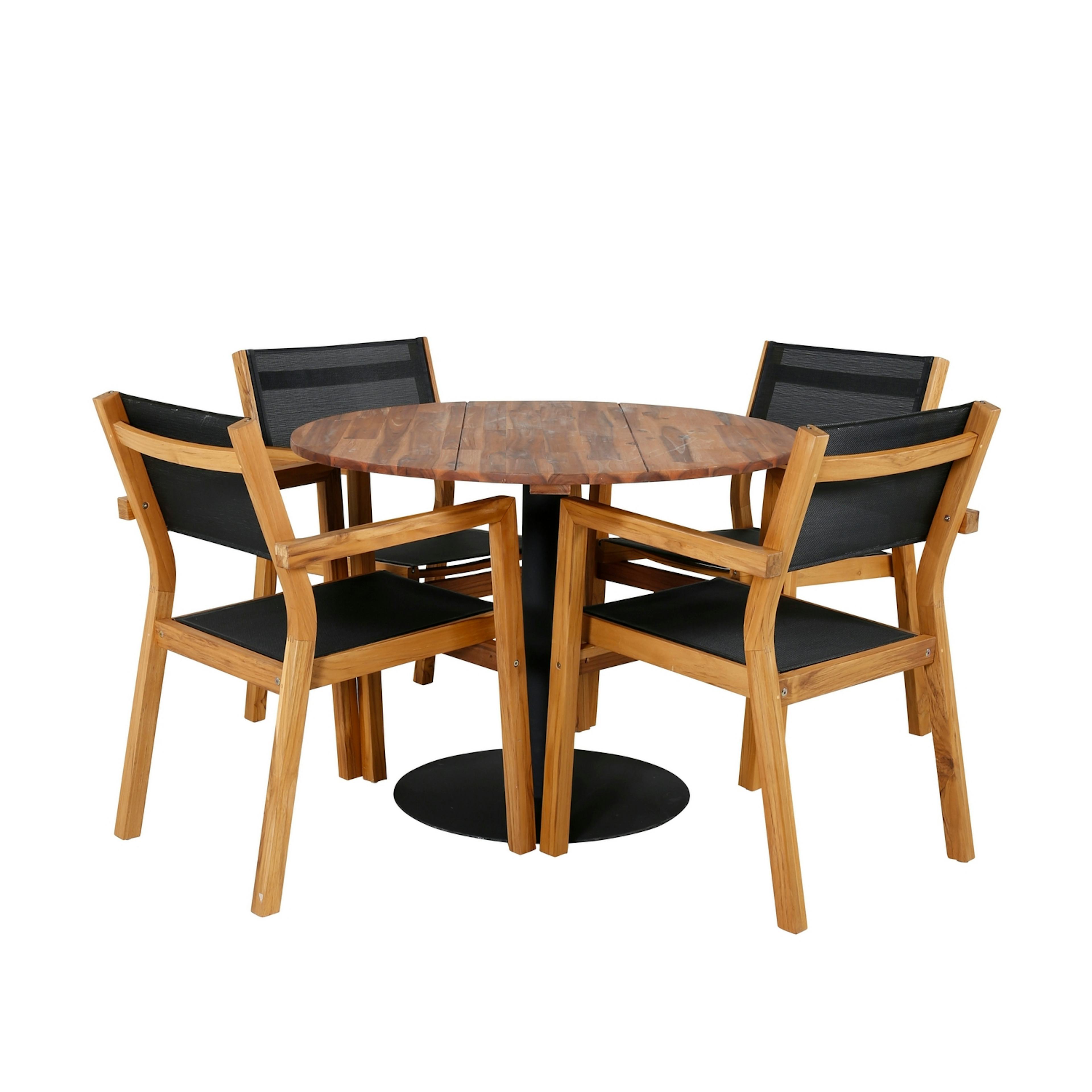 Matgrupp Venture Home Canne med 4 Vum Stapelbara Matstolar