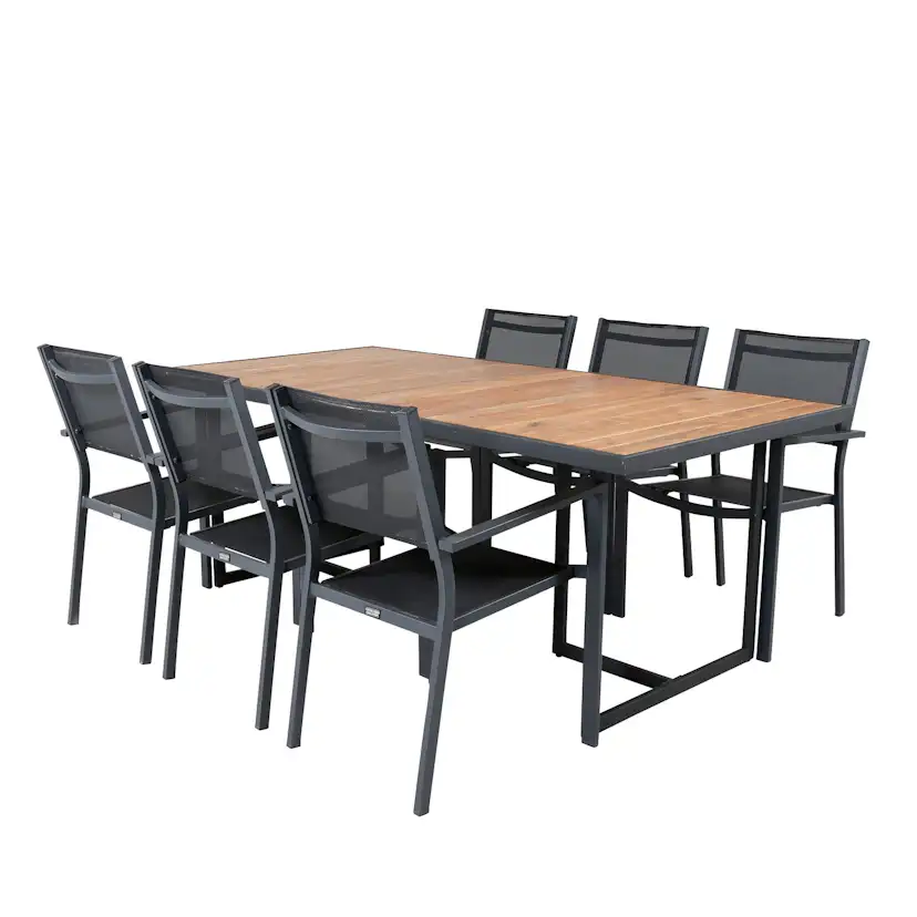 Matgrupp Venture Home King med 6 Curz Stapelbara Matstolar