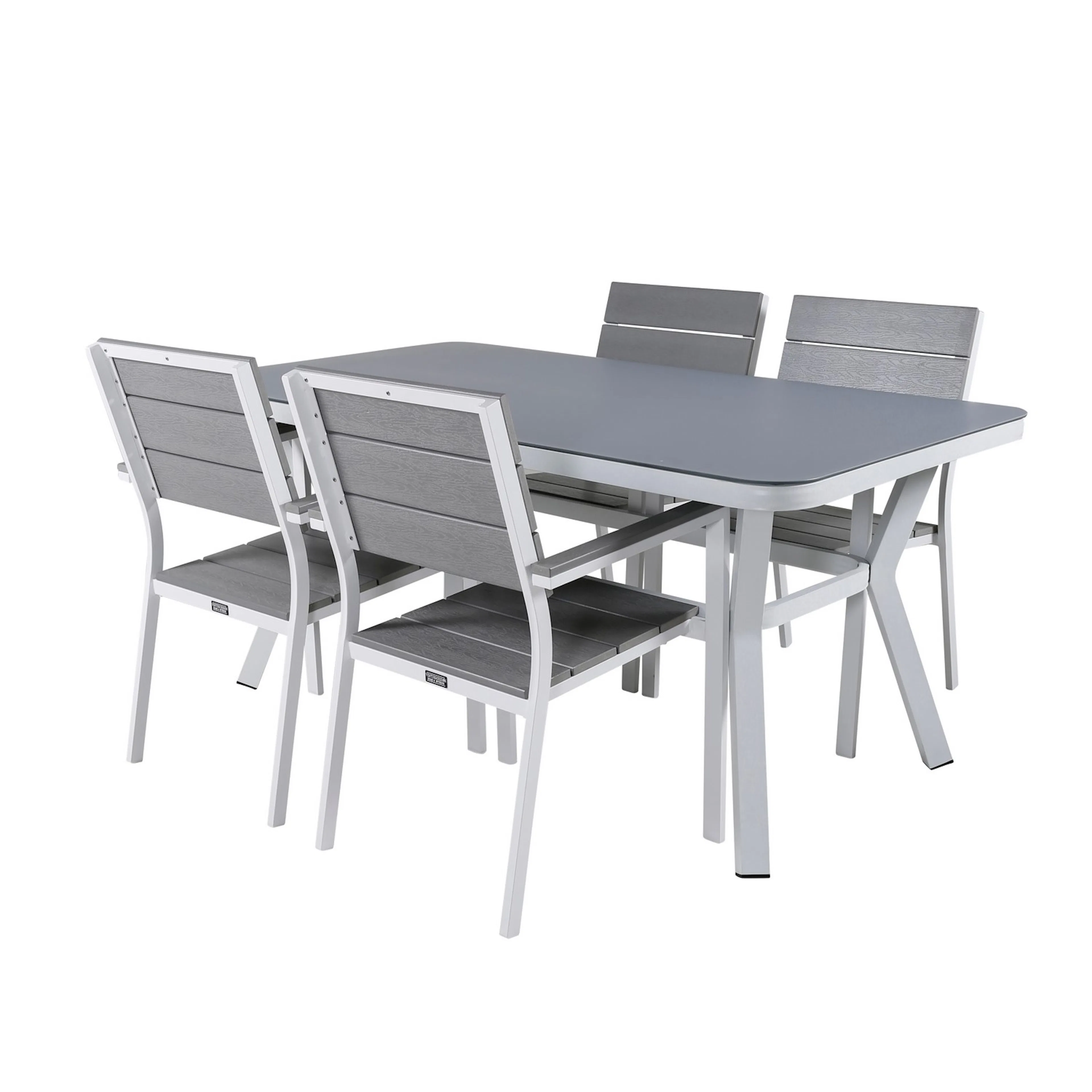 Matgrupp Utomhus Venture Home Vyn med 4 Lede Stapelbara Trädgårdsstolar