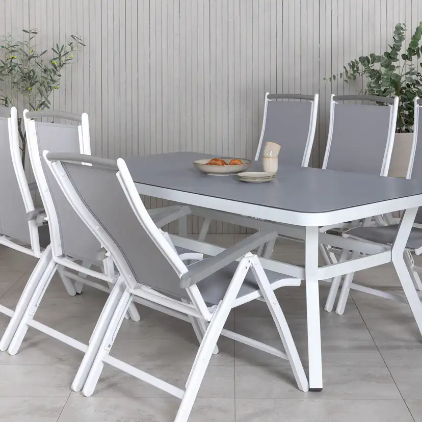 Matgrupp Utomhus Venture Home Virya 160x90 cm med 6 Albany Trädgårdsstolar