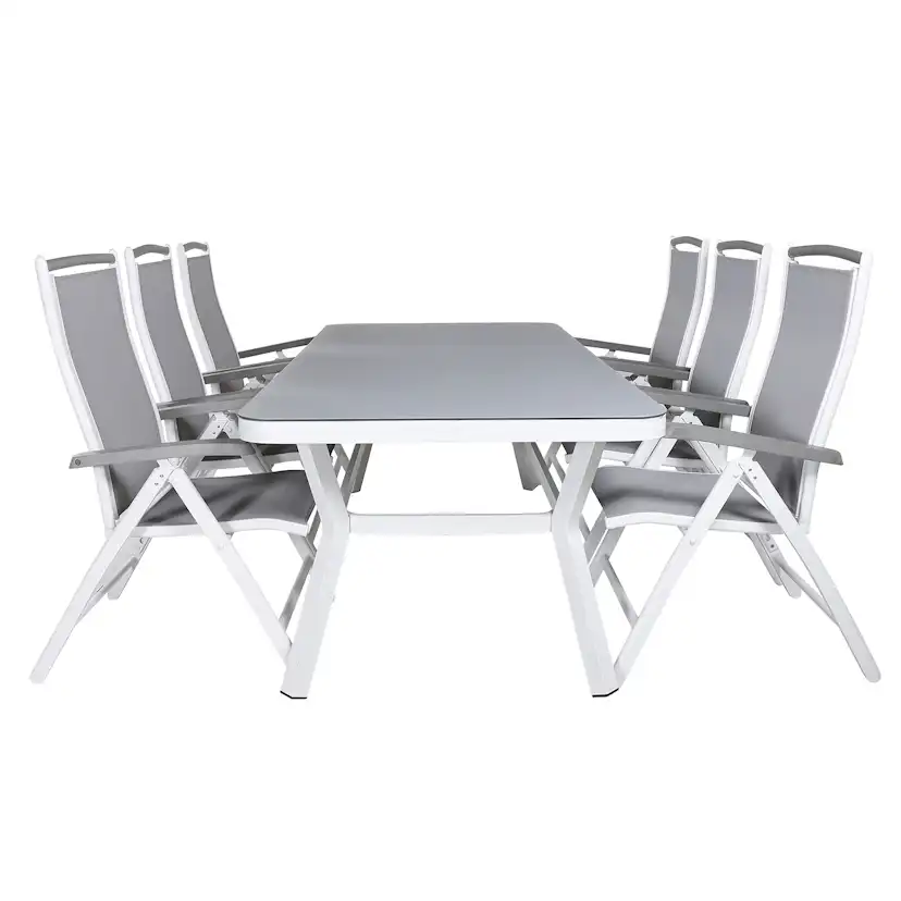 Matgrupp Utomhus Venture Home Virya 160x90 cm med 6 Albany Trädgårdsstolar