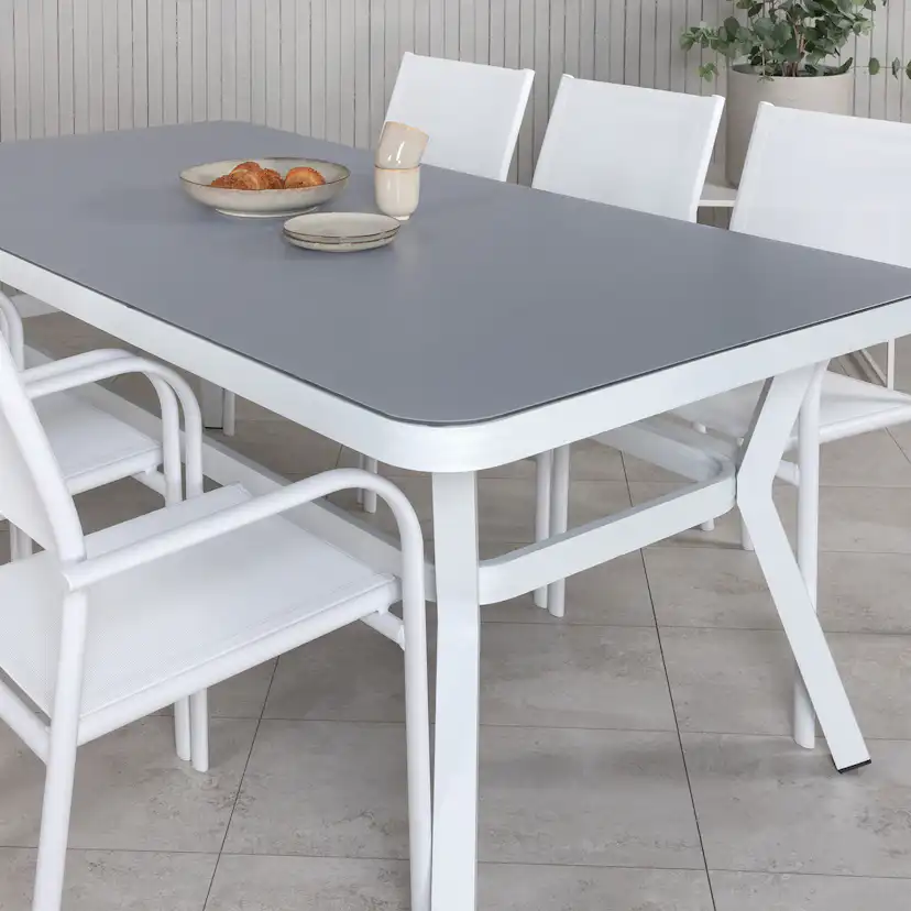 Matgrupp Venture Home Virya 160x90 med 6 Santorini Stapelstolar