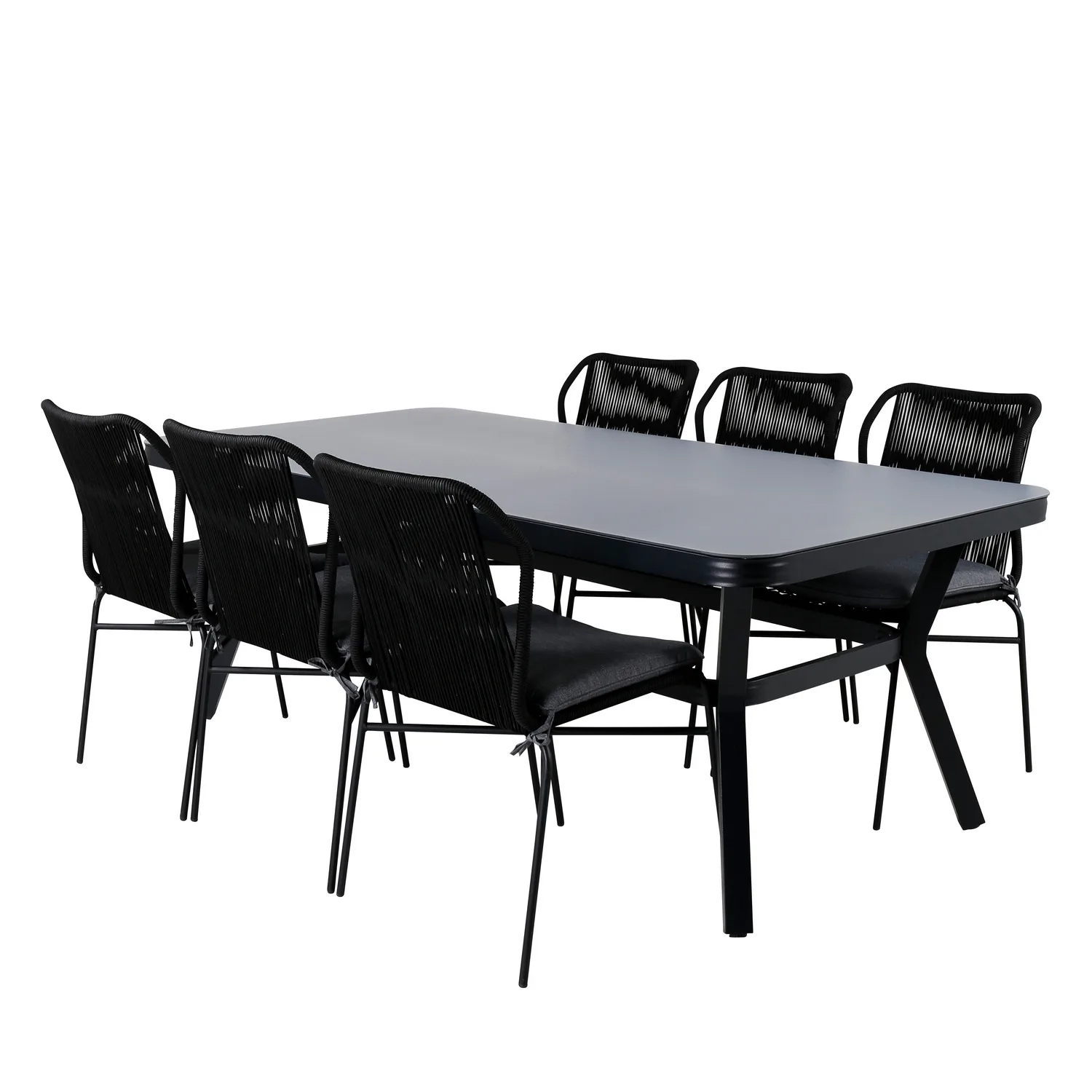 Matgrupp Utomhus Venture Home Vyn med 6 Julle Stapelbara Trädgårdsstolar