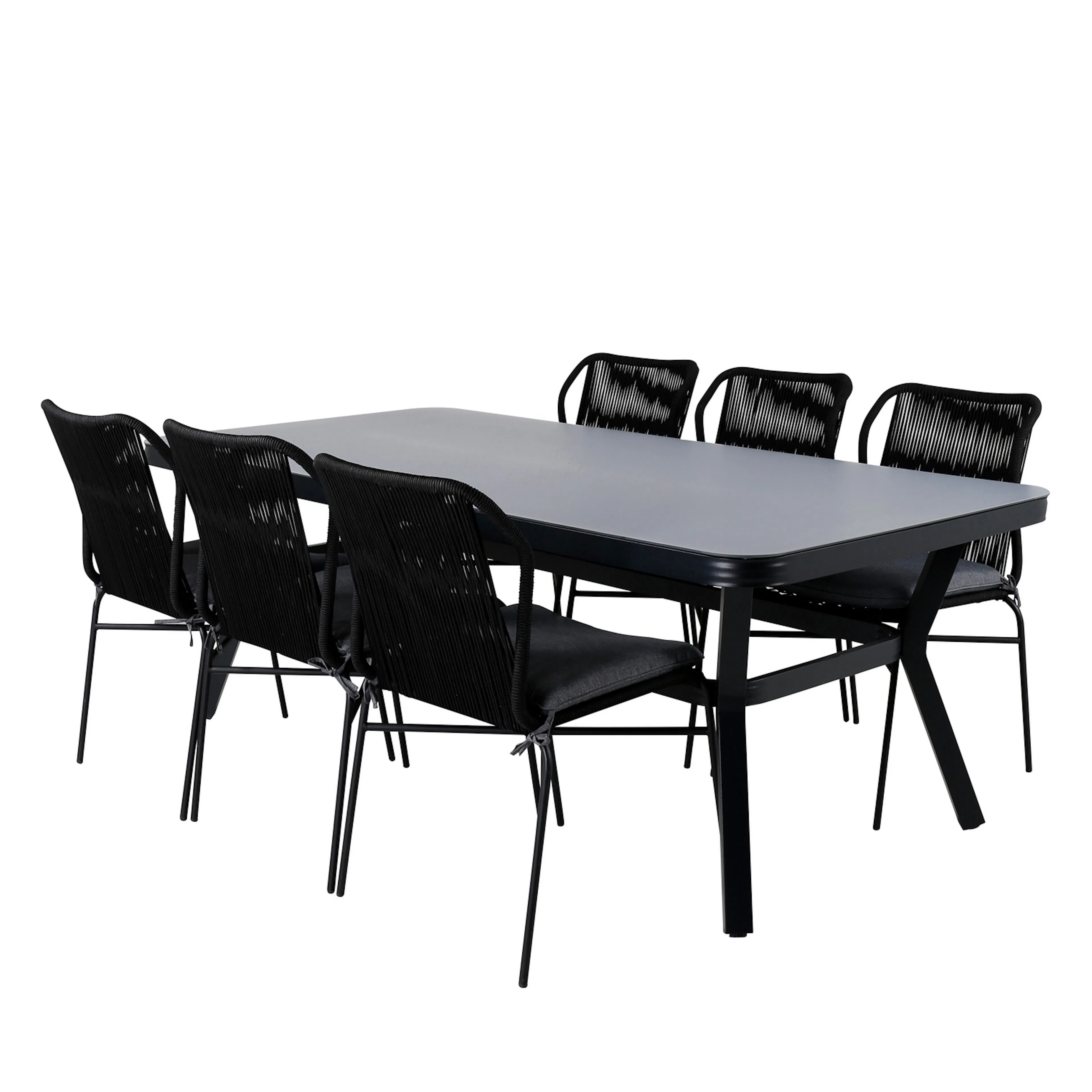 Matgrupp Utomhus Venture Home Vyn med 6 Julle Stapelbara Trädgårdsstolar