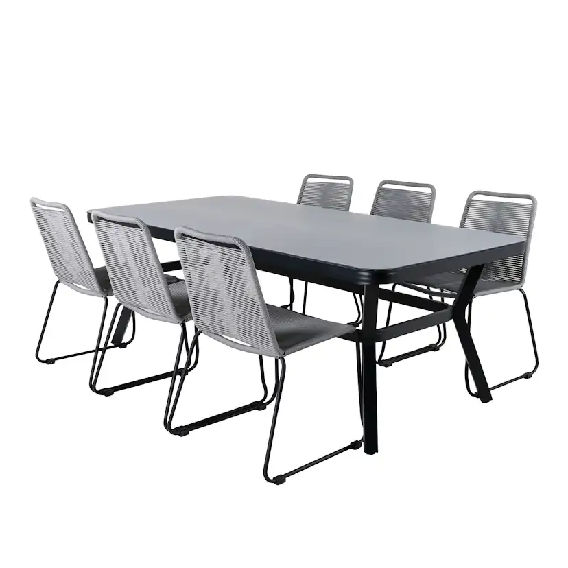 Matgrupp Utomhus Venture Home Vyn Aluminium med 6 Lumi Trädgårdsstolar