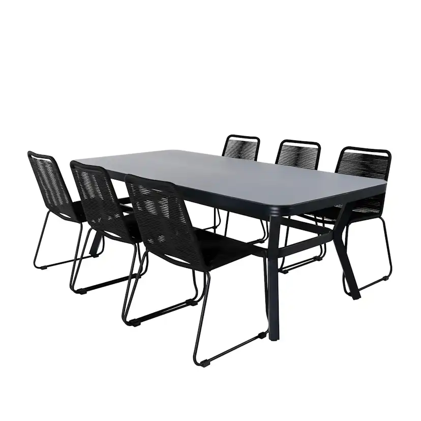 Matgrupp Utomhus Venture Home Vyn med 6 Lumi Stapelbara Trädgårdsstolar