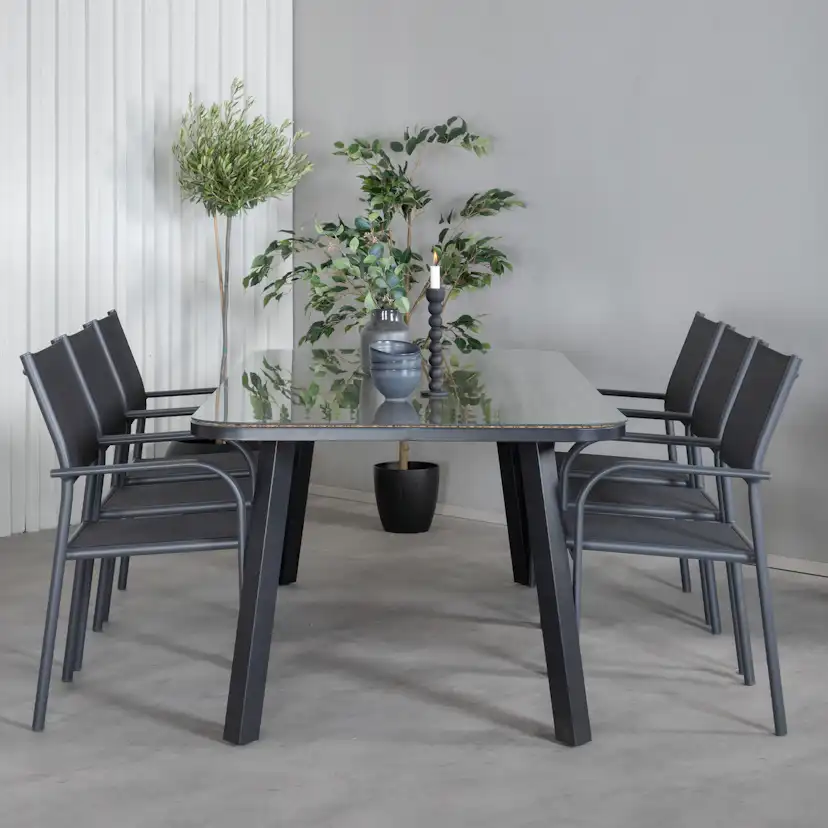 Matgrupp Venture Home Peoria med 6 Siri Stapelbara Matstolar