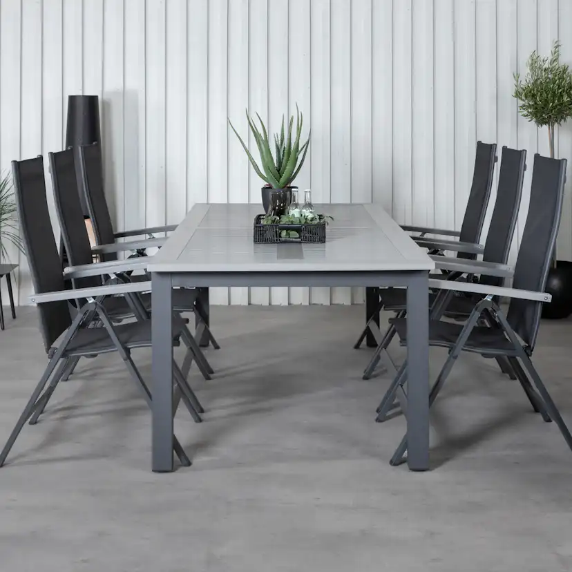 Matgrupp Utomhus Venture Home Aleyna 224 Svart med 6 Aleyna PositionsTrädgårdsstolar