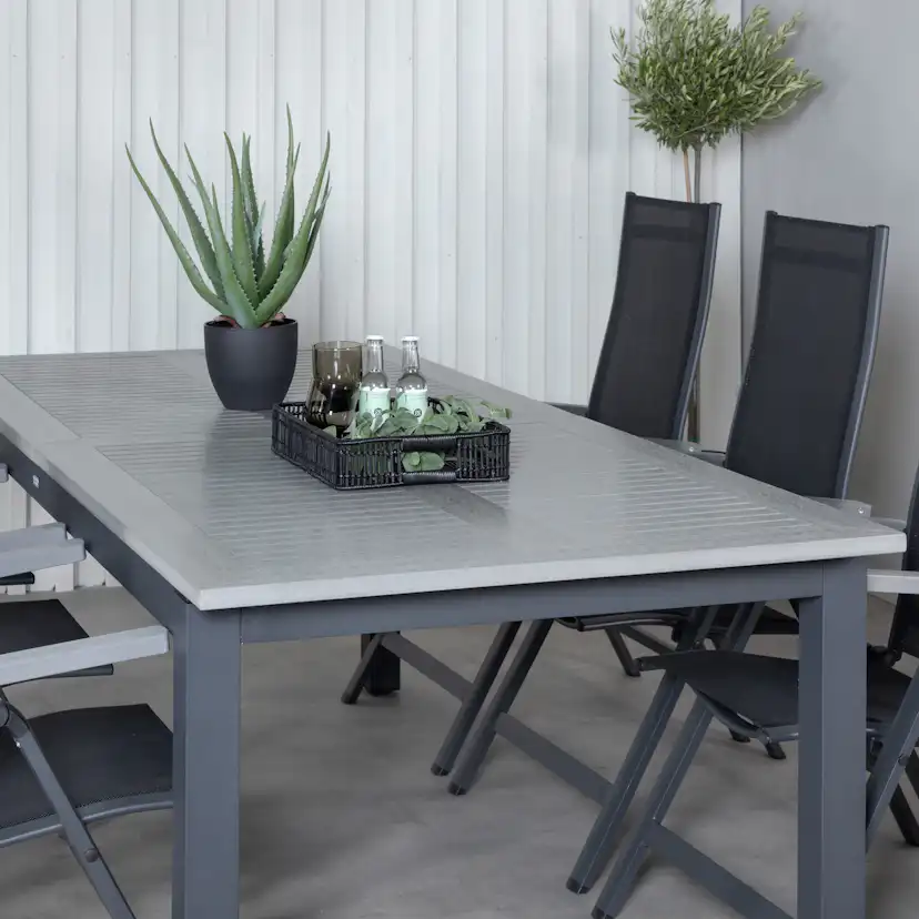 Matgrupp Utomhus Venture Home Aleyna 224 Svart med 6 Aleyna PositionsTrädgårdsstolar