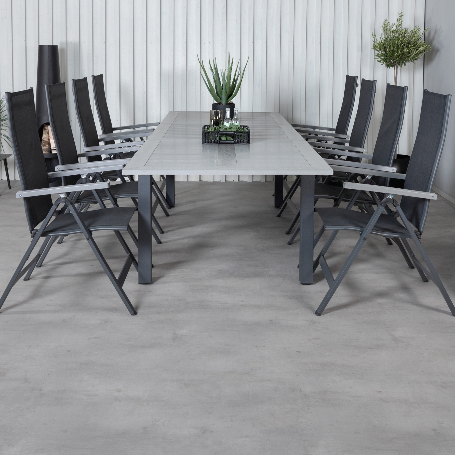 Matgrupp Utomhus Venture Home Aleyna 224 Svart med 8 Aleyna PositionsTrädgårdsstolar