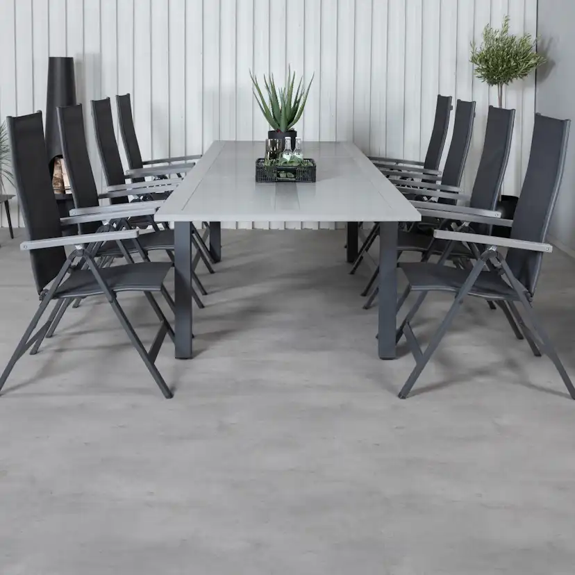 Matgrupp Utomhus Venture Home Aleyna 224 Svart med 8 Aleyna PositionsTrädgårdsstolar